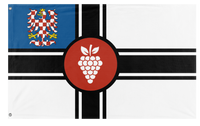 A mockup of the custom flag 'Moravian Imperium flag' on a white background