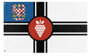 A mockup of the custom flag 'Moravian Imperium flag' on a white background