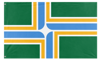 A mockup of the custom flag 'Portland, Oregon flag' on a white background
