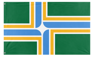 A mockup of the custom flag 'Portland, Oregon flag' on a white background