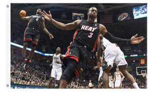 A mockup of the custom flag 'LeBron and Wade Dunk flag' on a white background