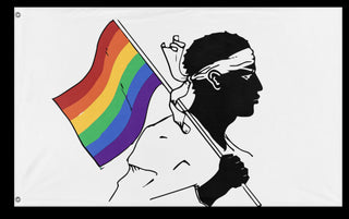 A mockup of the custom flag 'Corsica Pride Flag' on a white background