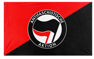 A mockup of the custom flag 'Antifa - Black flag' on a white background