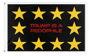 A mockup of the custom flag 'Trump is a pedo flag' on a white background
