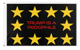 A mockup of the custom flag 'Trump is a pedo flag' on a white background