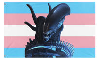 A mockup of the custom flag 'Transxenomorph flag' on a white background