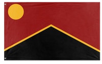 A mockup of the custom flag 'People's Republic of Kossia flag' on a white background