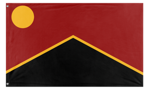 A mockup of the custom flag 'People's Republic of Kossia flag' on a white background