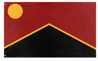 A mockup of the custom flag 'People's Republic of Kossia flag' on a white background