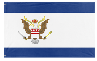 A mockup of the custom flag 'Monarchist American' on a white background