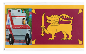 A mockup of the custom flag 'Sri Lanka but on image flag' on a white background