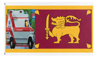 A mockup of the custom flag 'Sri Lanka but on image flag' on a white background
