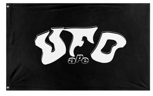 A mockup of the custom flag 'UFO ape  flag' on a white background