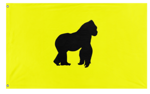 A mockup of the custom flag 'Daisy flag' on a white background