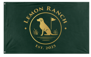 A mockup of the custom flag 'LemonRanch flag' on a white background