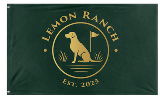 A mockup of the custom flag 'LemonRanch flag' on a white background