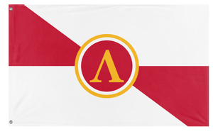 A mockup of the custom flag 'Kingdom of Sparta flag' on a white background