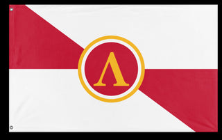 A mockup of the custom flag 'Kingdom of Sparta flag' on a white background