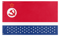 A mockup of the custom flag 'United Socialist States of America flag' on a white background