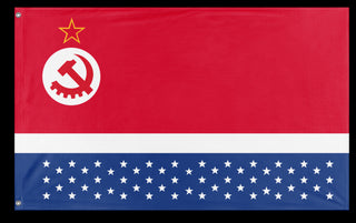 A mockup of the custom flag 'United Socialist States of America flag' on a white background