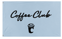 A mockup of the custom flag 'Coffee Club flag' on a white background
