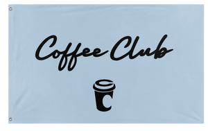 A mockup of the custom flag 'Coffee Club flag' on a white background