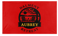 A mockup of the custom flag 'Dalmeny Retreat flag' on a white background
