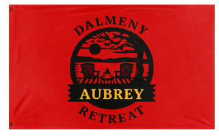 A mockup of the custom flag 'Dalmeny Retreat flag' on a white background