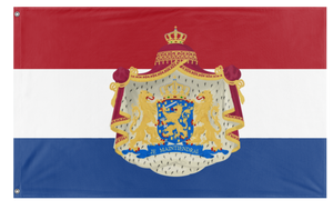 A mockup of the custom flag 'Dutch coat of arms flag' on a white background