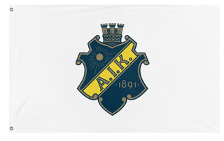A mockup of the custom flag 'AIK flag' on a white background