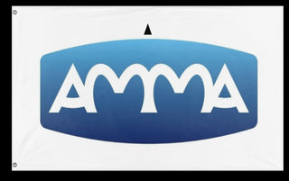 A mockup of the custom flag 'AMMA flag' on a white background