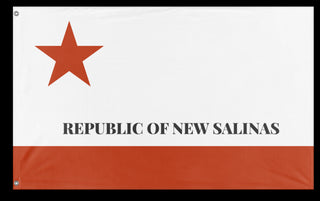 A mockup of the custom flag 'Salinas flag' on a white background