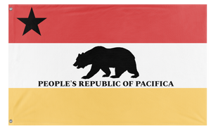 A mockup of the custom flag 'Trussean Province of Pacifica flag' on a white background