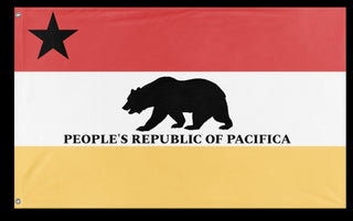 A mockup of the custom flag 'Trussean Province of Pacifica flag' on a white background