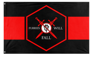 A mockup of the custom flag 'FurFall flag' on a white background