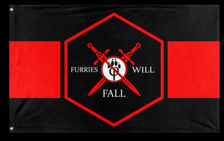 A mockup of the custom flag 'FurFall flag' on a white background