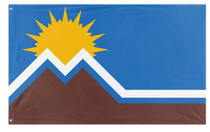 A mockup of the custom flag 'Moreno Valley redesign flag' on a white background