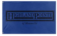 A mockup of the custom flag 'HPM flag' on a white background