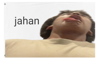 A mockup of the custom flag 'jahan birthday flag' on a white background
