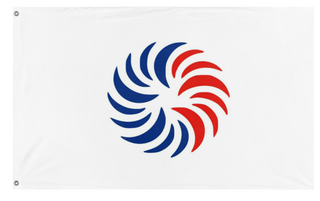 A mockup of the custom flag 'Flag' on a white background
