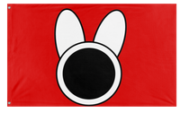A mockup of the custom flag 'Flag of the new state of melonia' on a white background
