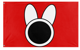 A mockup of the custom flag 'Flag of the new state of melonia' on a white background