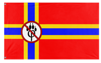 A mockup of the custom flag 'AFI flag' on a white background