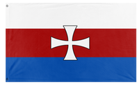 A mockup of the custom flag 'Greater Poland flag' on a white background