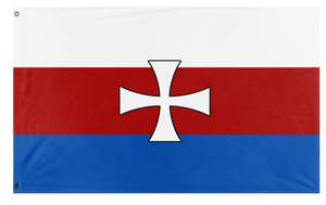 A mockup of the custom flag 'Greater Poland flag' on a white background
