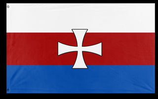 A mockup of the custom flag 'Greater Poland flag' on a white background