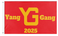 A mockup of the custom flag 'Yang Gang flag' on a white background