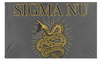 A mockup of the custom flag 'sigma nu flag' on a white background