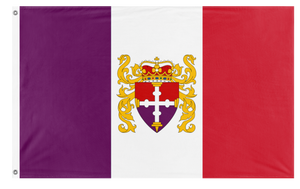 A mockup of the custom flag 'Royal Flag of Stratus' on a white background