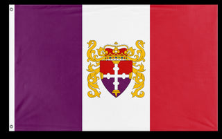 A mockup of the custom flag 'Royal Flag of Stratus' on a white background